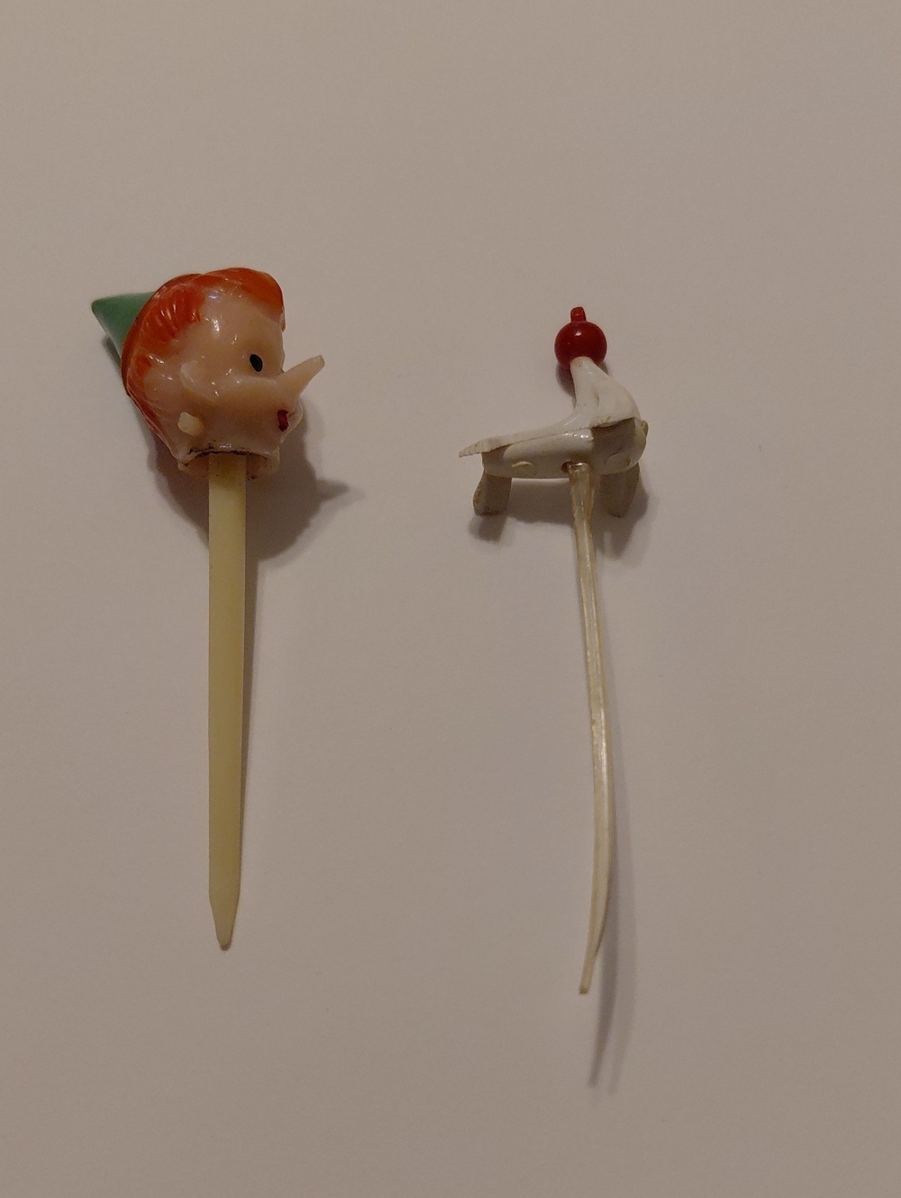 Vintage Pinocchio & Circus Seal Swizzle Stick Stirrer or Cupcake Decorations